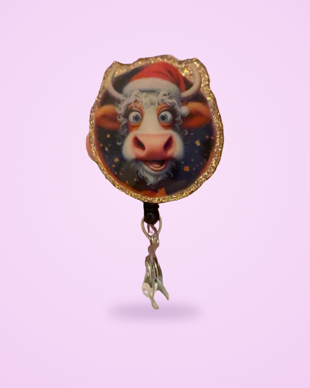 Wild Cow, handmade badge reel by MT Girl Graphics