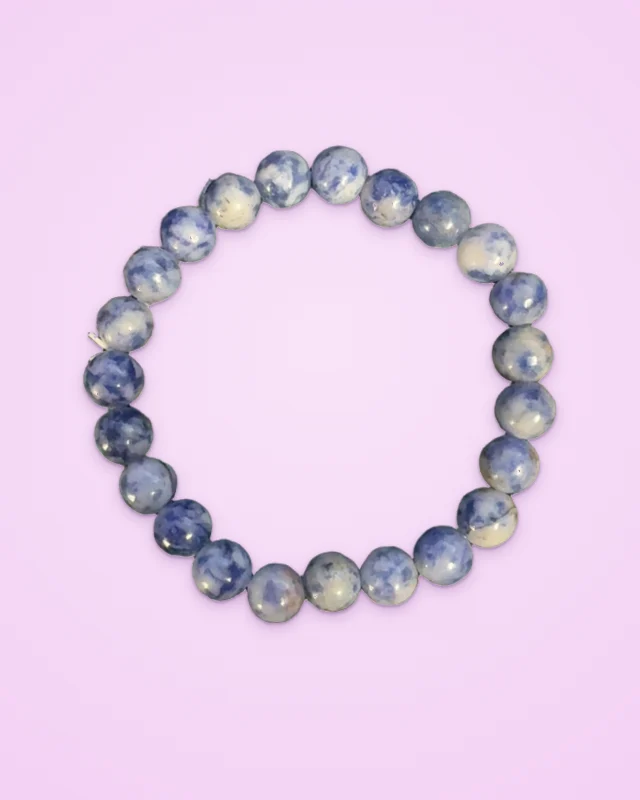 Snowflake Sodalite ~ Genuine Gemstone, handmade bracelet by MT Girl Graphics