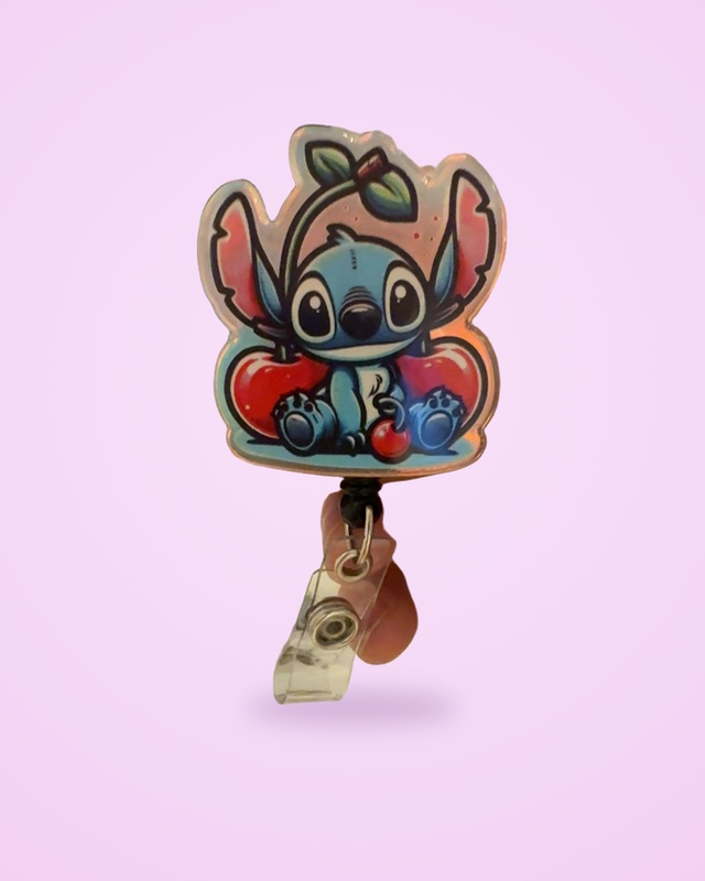 Stitch, handmade badge reel by MT Girl Graphics